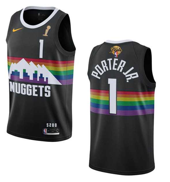 Mens Denver Nuggets #1 Michael Porter Jr. Black 2023 Finals Champions City Edition Stitched Basketball Jersey